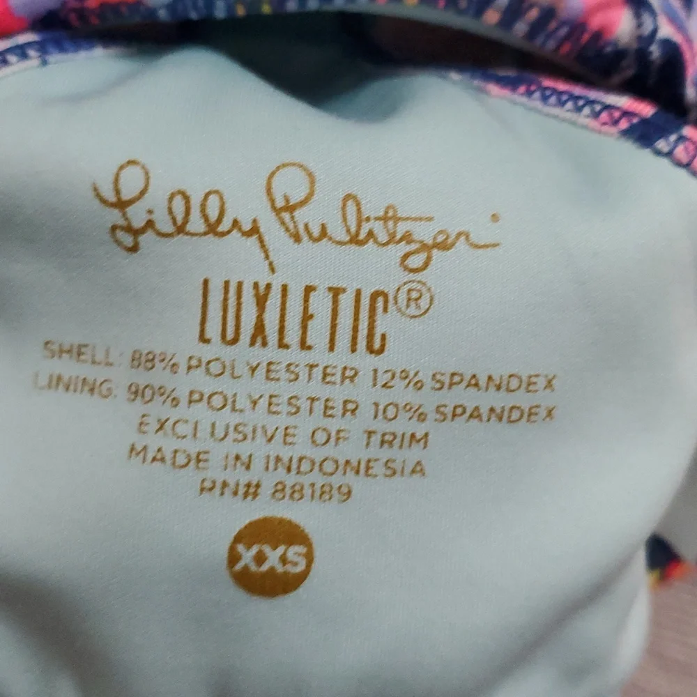 Lilly Pulitzer Luxletic Sports Bra Pink Blue Shell SzXXS.